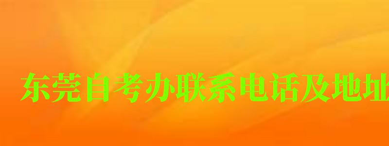東莞自考辦聯(lián)系電話及地址