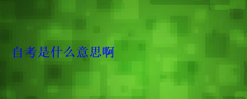 自考是什么意思啊 自考是什么意思啊