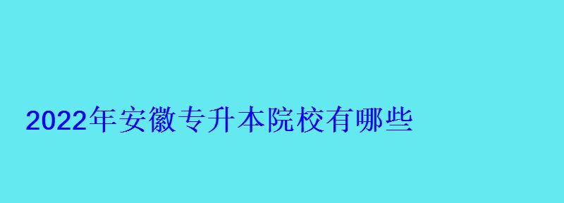 2022年安徽專升本院校有哪些