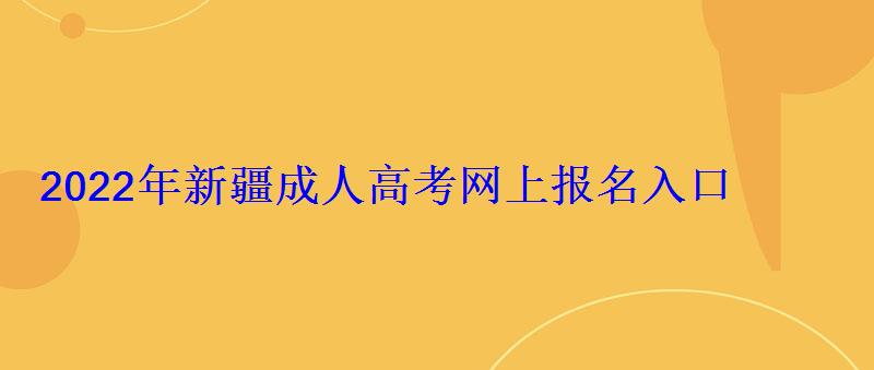 2022年新疆成人高考網上報名入口