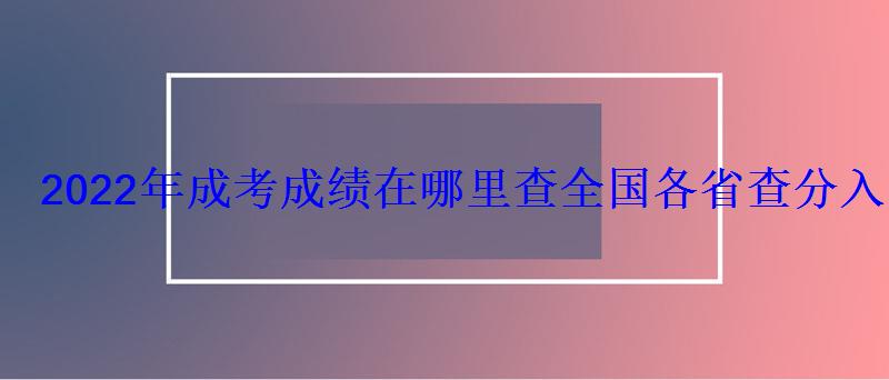 2022年成考成績在哪里查全國各省查分入口匯總 2022年成考成績在哪里查全國各省查分入口匯總