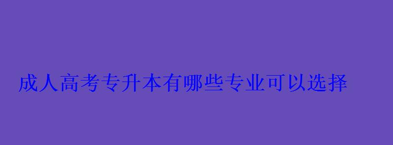 成人高考專升本有哪些專業(yè)可以選擇