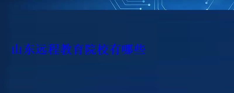 山東遠程教育院校有哪些