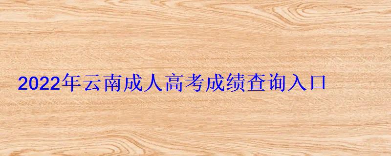 2022年云南成人高考成績查詢入口