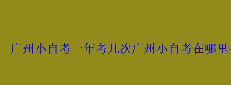 廣州小自考一年考幾次，廣州小自考在哪里報名