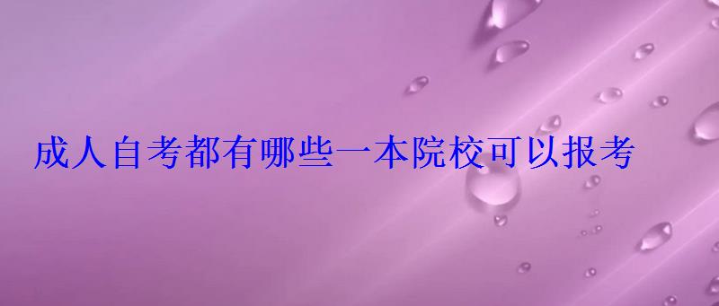 成人自考都有哪些一本院校可以報考