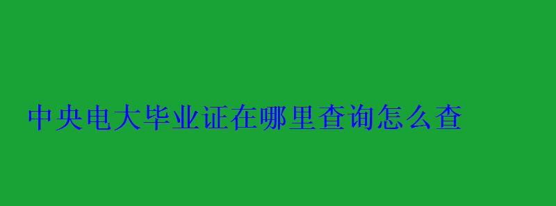 中央電大畢業證在哪里查詢怎么查 中央電大畢業證在哪里查詢怎么查