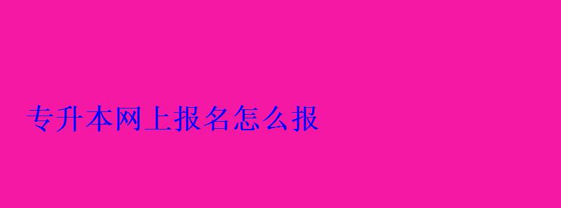 專升本網上報名怎么報 專升本網上報名怎么報