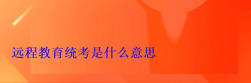 遠程教育統考是什么意思