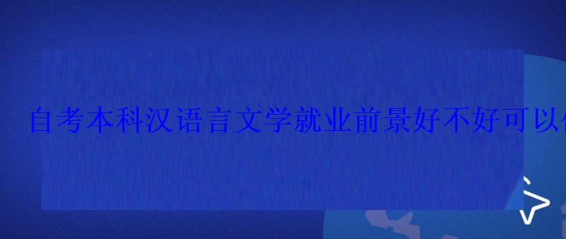 自考本科漢語言文學就業前景好不好可以做什么