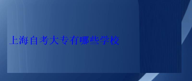 上海自考大專有哪些學校