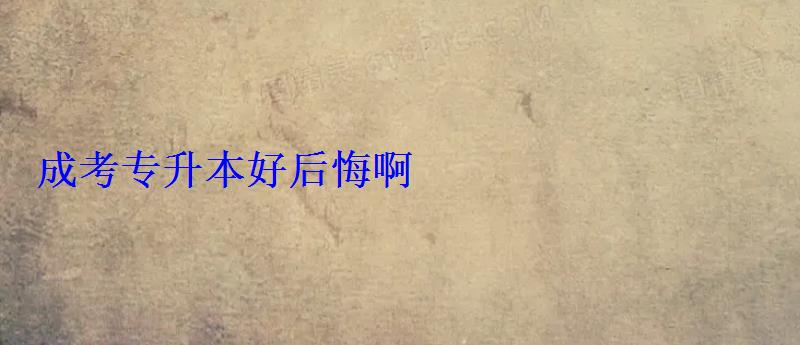 成考專升本好后悔啊 成考專升本好后悔啊