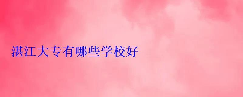 湛江大專有哪些學校好