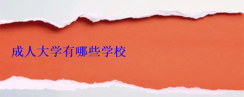 成人大學(xué)有哪些學(xué)校