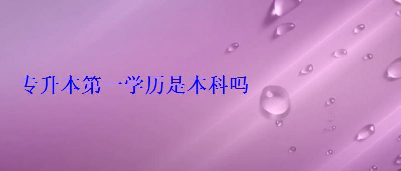 專升本第一學歷是本科嗎 專升本第一學歷是本科嗎