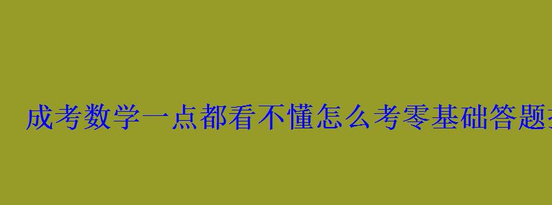 成考數學一點都看不懂怎么考零基礎答題技巧