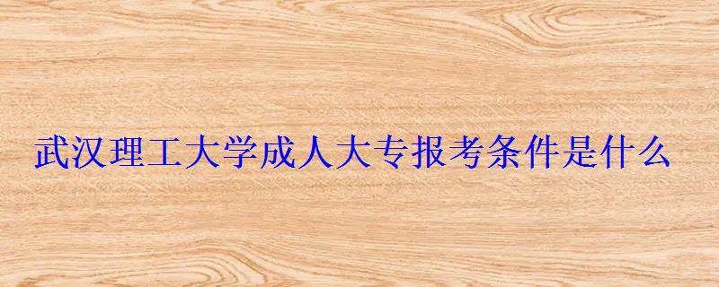 武漢理工大學(xué)成人大專報(bào)考條件是什么