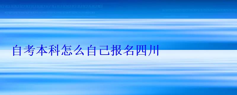 自考本科怎么自己報名四川