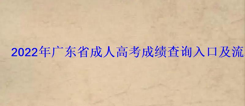 2022年廣東省成人高考成績查詢入口及流程