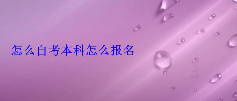 怎么自考本科怎么報(bào)名