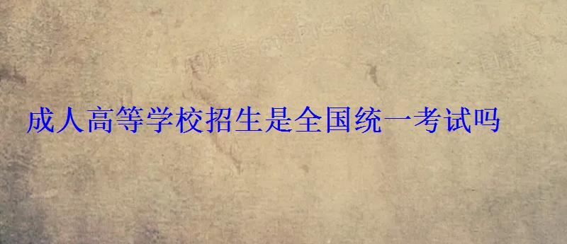成人高等學校招生是全國統一考試嗎