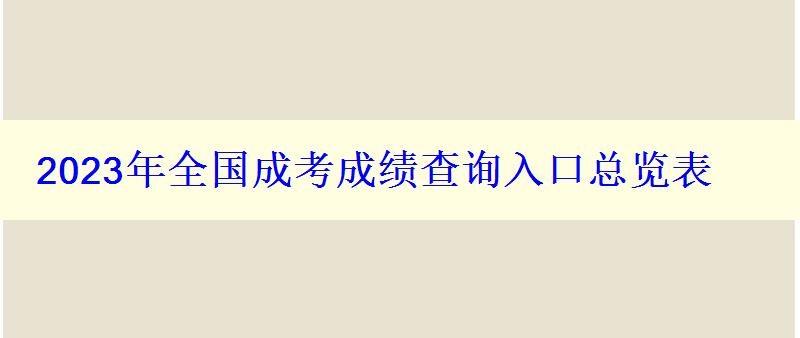 2023年全國成考成績查詢?nèi)肟诳傆[表