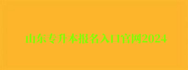 山東專升本報名入口官網2024