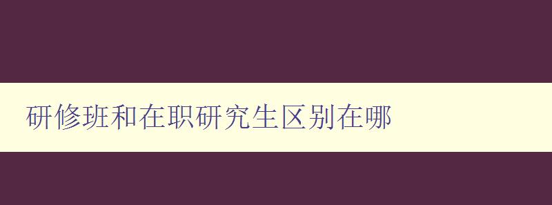 研修班和在職研究生區別在哪 詳解兩種學習方式的特點與優劣