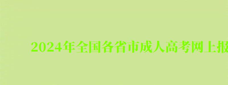 2024年全國各省市成人高考網上報名官網入口
