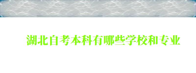 湖北自考本科有哪些學校和專業