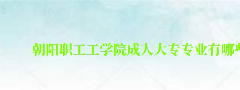 朝陽職工工學院成人大專專業(yè)有哪些