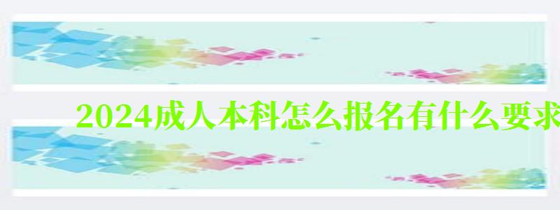 2024成人本科怎么報名有什么要求及規(guī)定