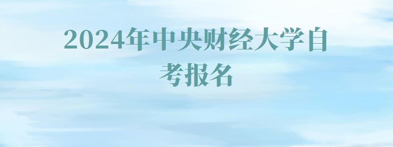2024年中央財經大學自考報名