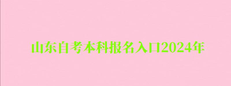 山東自考本科報(bào)名入口2024年
