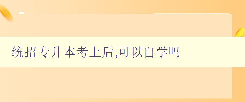 統招專升本考上后,可以自學嗎 探討自學與考研的關系