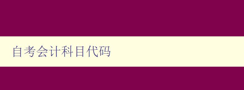 自考會計科目代碼 詳解自考會計科目的代碼和名稱