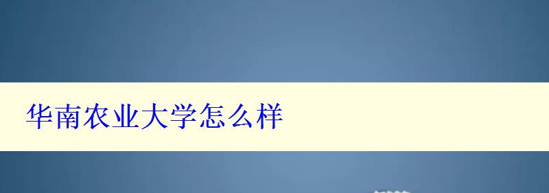 華南農(nóng)業(yè)大學怎么樣