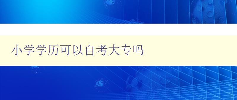 小學學歷可以自考大專嗎 小學學歷可以自考大專嗎
