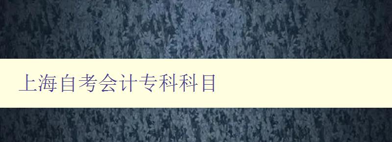 上海自考會(huì)計(jì)專科科目 詳解上海自考會(huì)計(jì)專業(yè)科目設(shè)置 上海自考會(huì)計(jì)專科科目 詳解上海自考會(huì)計(jì)專業(yè)科目設(shè)置