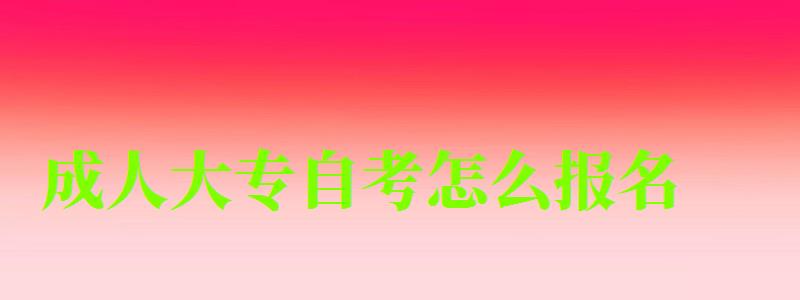 成人大專自考怎么報名