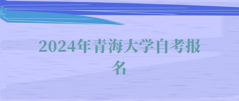 2024年青海大學自考報名