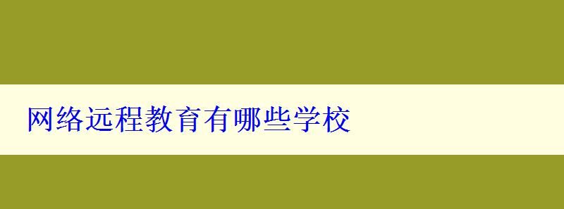 網絡遠程教育有哪些學校