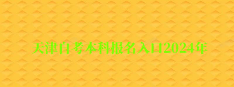 天津自考本科報名入口2024年