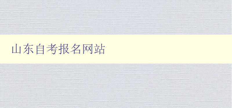 山東自考報名網站