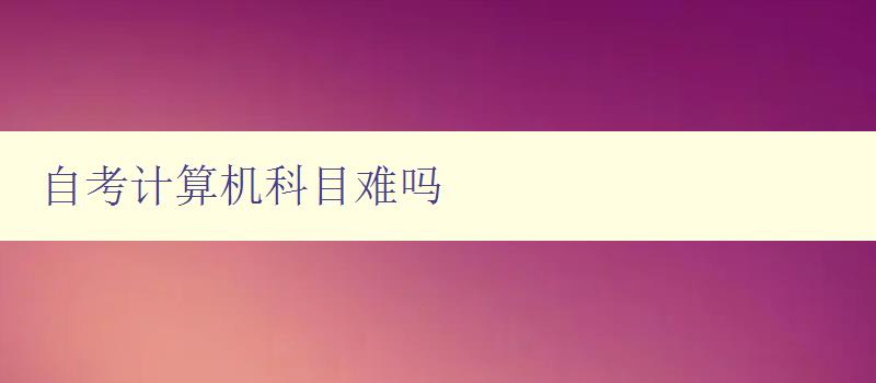 自考計(jì)算機(jī)科目難嗎 分析自考計(jì)算機(jī)科目的難度和應(yīng)對(duì)方法 自考計(jì)算機(jī)科目難嗎 分析自考計(jì)算機(jī)科目的難度和應(yīng)對(duì)方法