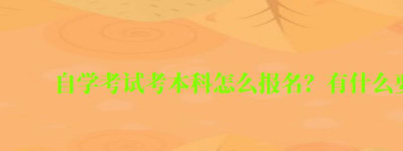 自學(xué)考試考本科怎么報(bào)名?有什么要求