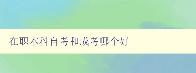 在職本科自考和成考哪個好 選擇合適自己的升學方式