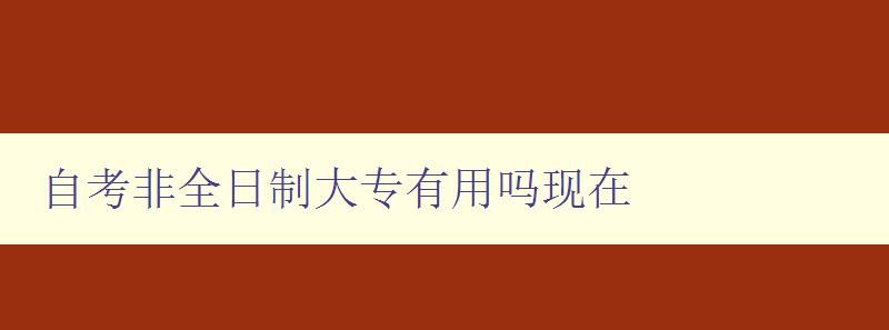 自考非全日制大專有用嗎現在 解析就業市場對非全日制大專的需求