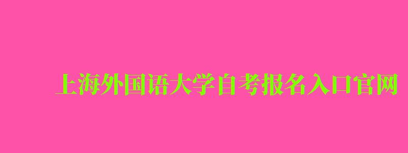 上海外國語大學自考報名入口官網