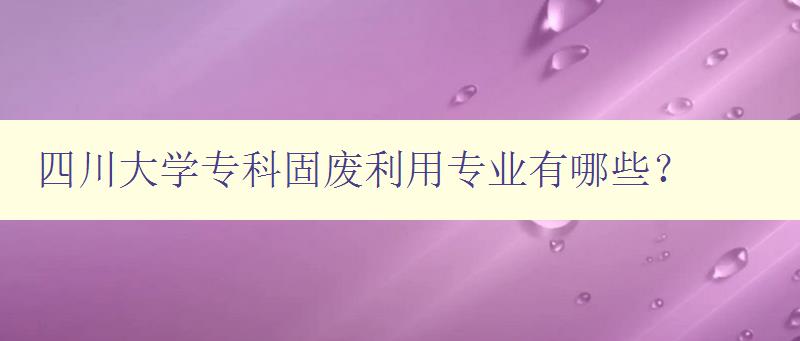 四川大學(xué)專科固廢利用專業(yè)有哪些?